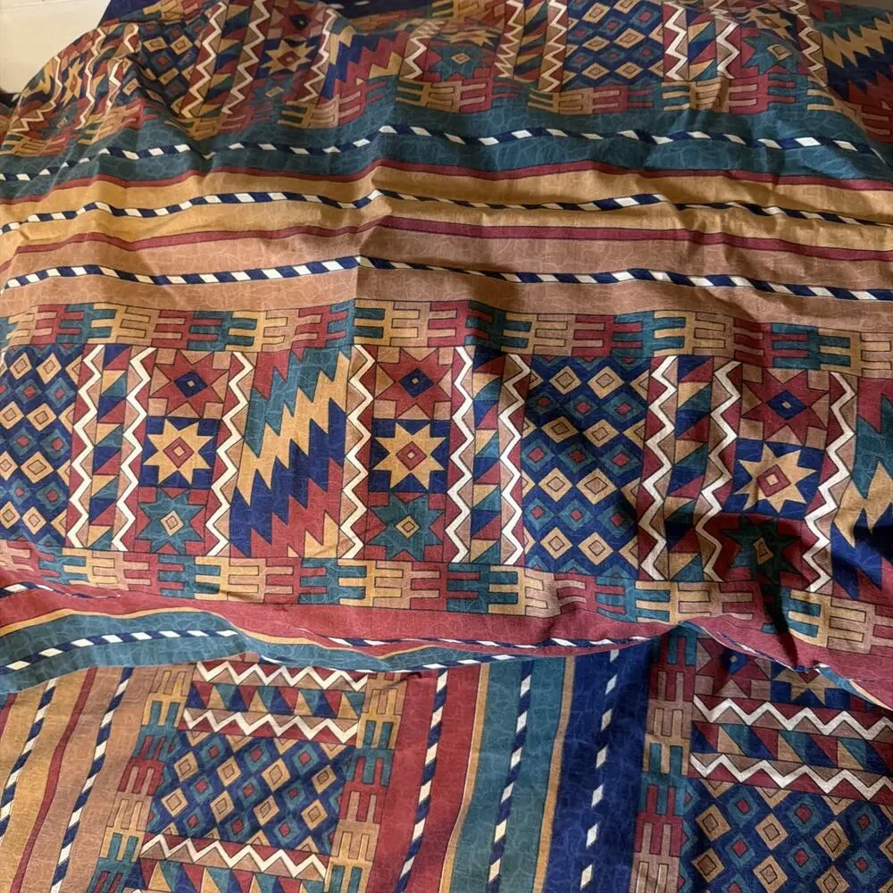 Vintage Beacon Looms Southwestern Aztec Print Full/Queen Size Duvet Shams USA